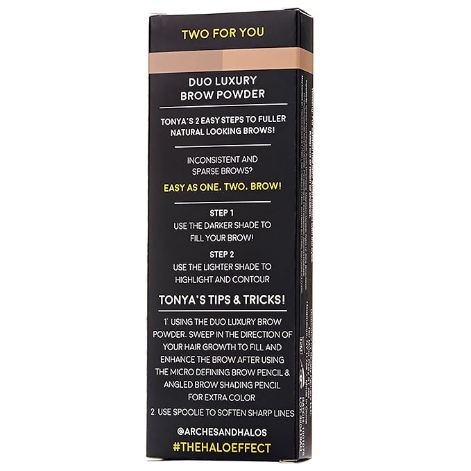 Arches and Halos Duo Luxury Brow Powder - Eyebrow Shaper and Color - Powder Compact with 2 Neutral Shades - Sunny Blonde - 0.1 oz