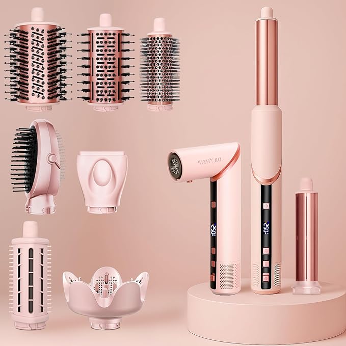 9 in 1 Wrap Air Hair Styler & Blow Dryer Brush - 110,000 RPM High-Speed, Foldable Ionic Hot Air Styler for Fast Drying, Volumizing & Curling, Multi-Styling Tool (Holiday Gifts for Women)