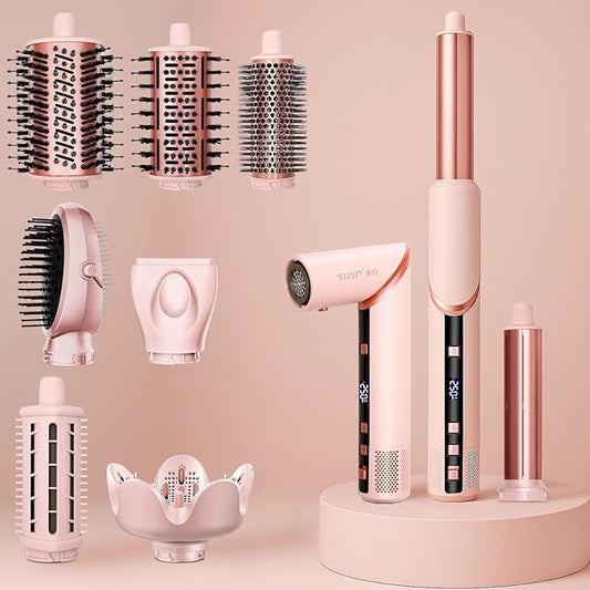 9 in 1 Wrap Air Hair Styler & Blow Dryer Brush - 110,000 RPM High-Speed, Foldable Ionic Hot Air Styler for Fast Drying, Volumizing & Curling, Multi-Styling Tool (Holiday Gifts for Women)