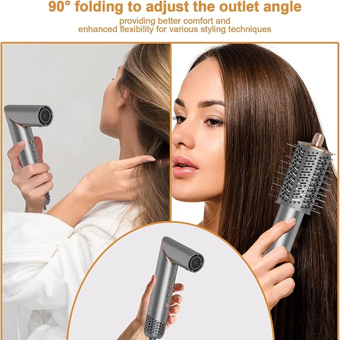 5 in 1 Hair Dryer Brush Set Air Hair Styler Curling Negative Ionic Foldable Hot Air Hair Dryer Brush, Hair Styling Tool for Curling Waves Straightening Volume Blowout Styles