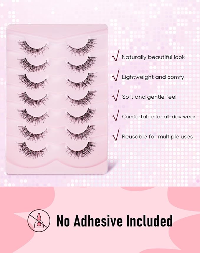 Frihappy Short Natural Lashes Wispy Natural Looking False Eyelashes HA-56