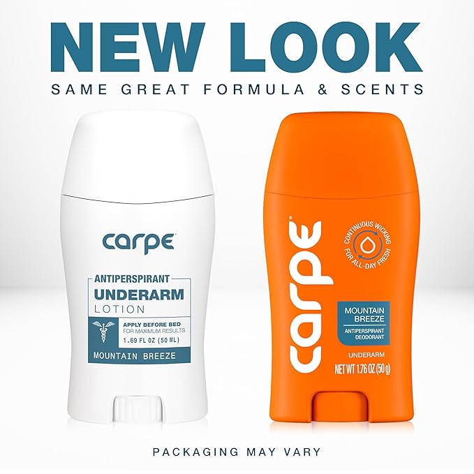 Carpe Underarm Antiperspirant Deodorant for Men and Women - 72 Hour Sweat & Odor Control - Clinical Strength Deodorant for Men - Long Lasting Deodorant Antiperspirant - Mountain Breeze - 3 Pack
