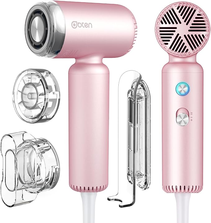 Mini Hair Dryer, High-Speed Blow Dryer with 110,000RPM Brushless Motor, Magnetic Diffuser, Negative Ionic Technology for Fast Drying, Compact & Lightweight for Home & Travel (Pink)