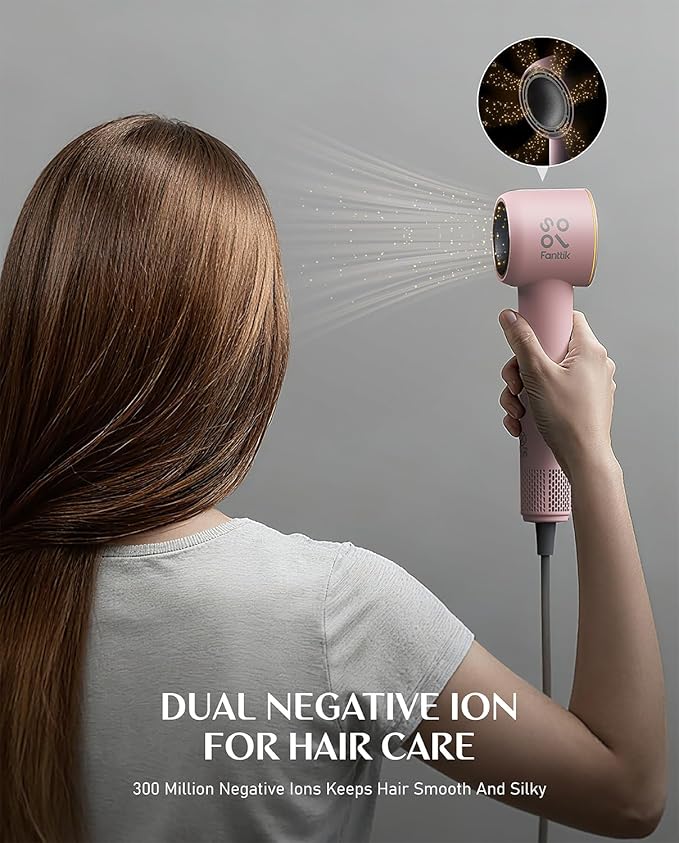 Fanttik Solo SonicDry H10 PRO 5X Faster Drying with 110,000 RPM Brushless Motor Hair Dryer, 56dB Low-Noise, 0.72lb Ultra-Light Blow Dryer, Ionic Tech for Travel, Home, Salon
