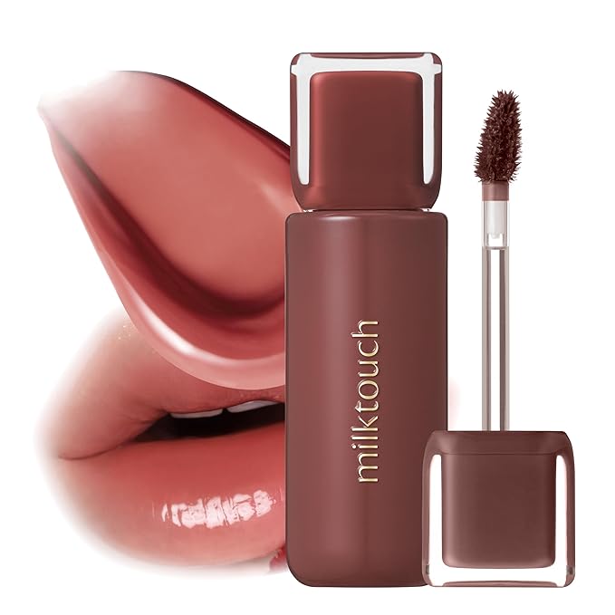 MILKTOUCH Jelly Fit Lip Tint (10 Fallen Coco) with Cooling Plumping Effect and Water-Based Non-Sticky Texture | Long Lasting Korean Beauty Lipstain Tinted Gloss Oil Brown K Makeup