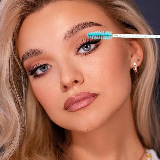 20pcs Disposable Glitter Cleaning Spoolie Brushes Empty Mascara Wands Tubes Faux Fur Ball Keyring Makeup Tool Applicator Set (Style#5)
