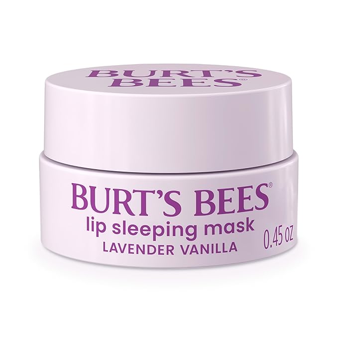 Burt’s Bees Back To School Dorm Essentials, Lavender Vanilla Lip Sleeping Mask, With Hyaluronic Acid and Squalane Moisturizer To Instantly Hydrate Lips, Overnight Mask and Treatment, 0.45 oz.