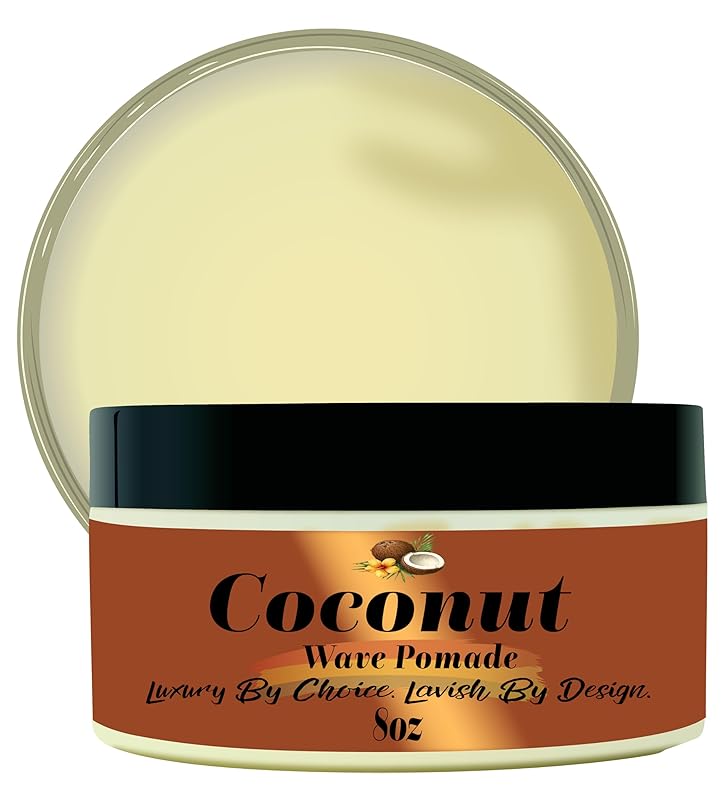 Ultra-Smooth 360 Wave Pomade, 8oz Coconut Hair Butter, Strong Hold Non-Greasy Hair Styling Cream for Deep Waves, Shea and Mango Butter Natural Ingredients (Coconut 360 Pomade, 8oz)