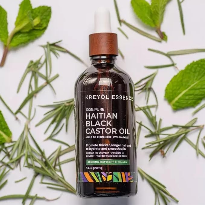 Kreyol Essence Shark Tank Duo – Haitian Black Castor Oil Original, 2 fl oz and Haitian Black Castor Oil Rosemary Peppermint, 2 fl oz
