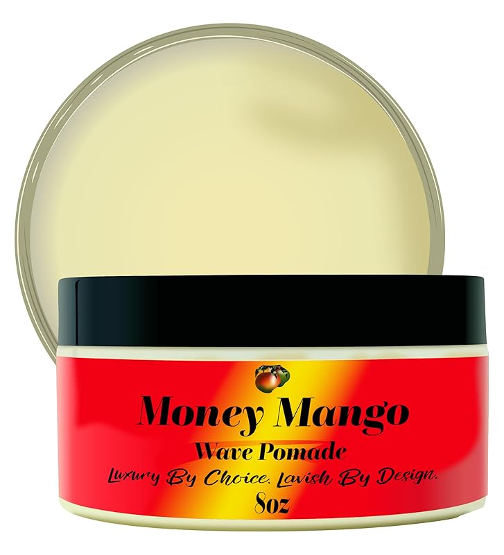 Ultra-Smooth 360 Wave Pomade for Men, Deep Waves, Strong Hold and Shine for Wavy Hair, Shea Butter and Mango Butter, Non-Greasy Formula (Money Mango Pomade, 8oz)