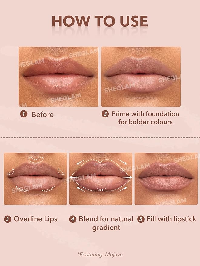 SHEGLAM Lip Liner Creamy Matte Pencil High Pigment Not Easy to Fade Silky Smooth Matte Contour Tint Lip Makeup-Crimson