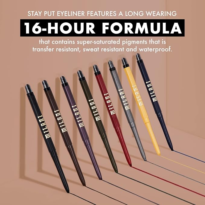 Milani Stay Put Eyeliner - Goal Digger (0.01 Ounce) Cruelty-Free Self-Sharpening Eye Pencil with Built-In Smudger - Line & Define Eyes with High Pigment Shades for Long-Lasting Wear