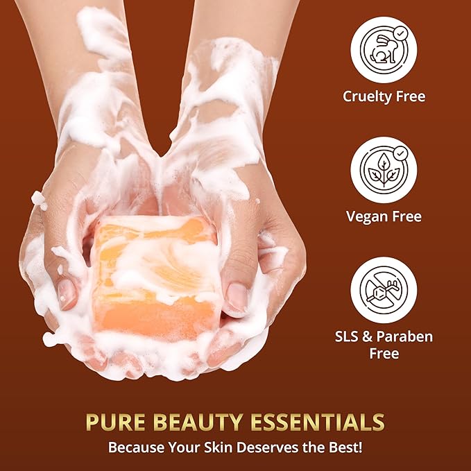 Live Healthy Kojic Acid Soap - Skin Brightening and Lightening for a Radiant Complexion - Natural, Gentle, Turmeric Soap Bar for Dark Spots, Uneven Skin Tone & Acne Scars - 2 Pack + Holder & Net