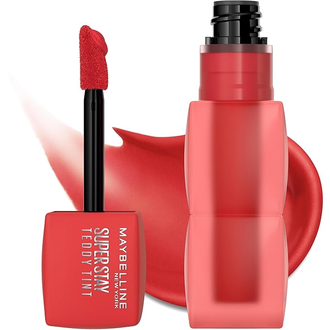 Maybelline Super Stay Teddy Lip Tint, Long Lasting Matte Lipstick For Up To 12HR Wear, Coquettish, 1 Count