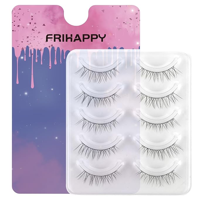 Frihappy Lashes Wispy Natural Lashes Natural Look Natural Eyelashes Wispy Eyelashes False Eyelashes Natural Fake Lashes Clear Band Lashes #9
