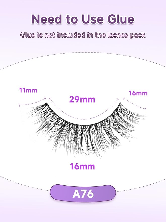 Cat Eye Lashes Natural Eyelashes 16MM False Eyelashes Wispy Thin Band Eyelashes 3D Volume False Lashes Soft Strip Lashes Pack C Curl Natural Eyelashes Fake Lashes 7 Pair EVENTILL