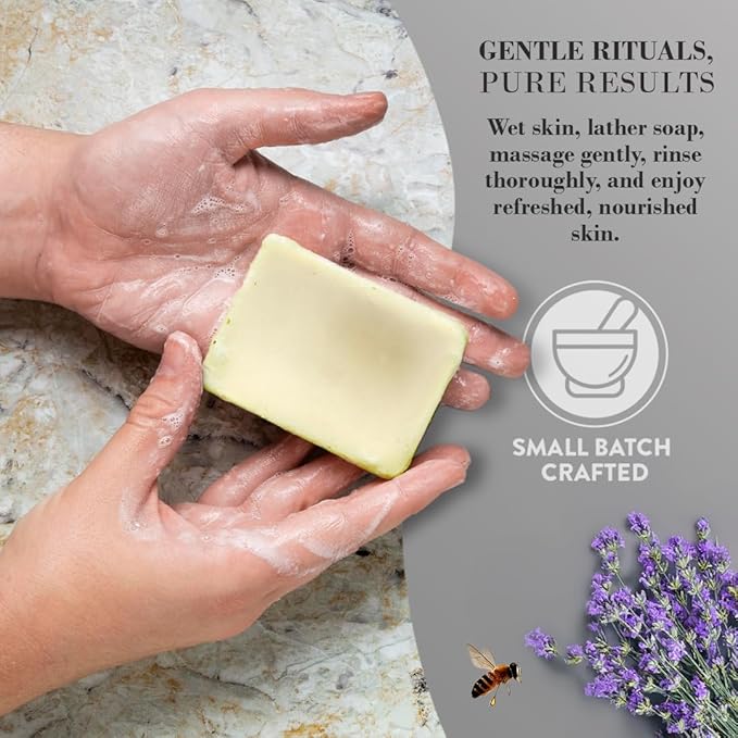 Lavender Tallow Soap – Grass-Fed Bar with Organic Essential Oil – Calming & Naturally Gentle – 3 Pack