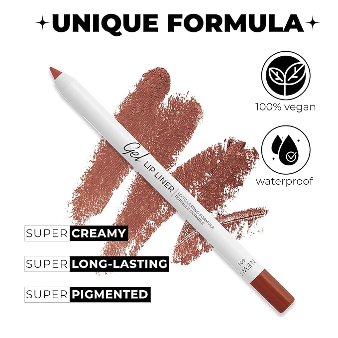 Matte Gel Lip Liner Pencil | Weightless & CreamyTexture - Sharpenable - Longwear & Waterproof - High Pigmented & Flawless Finish - Cruelty-free & Paraben-Free, 401, 1,7g/0.05oz. (Coral)