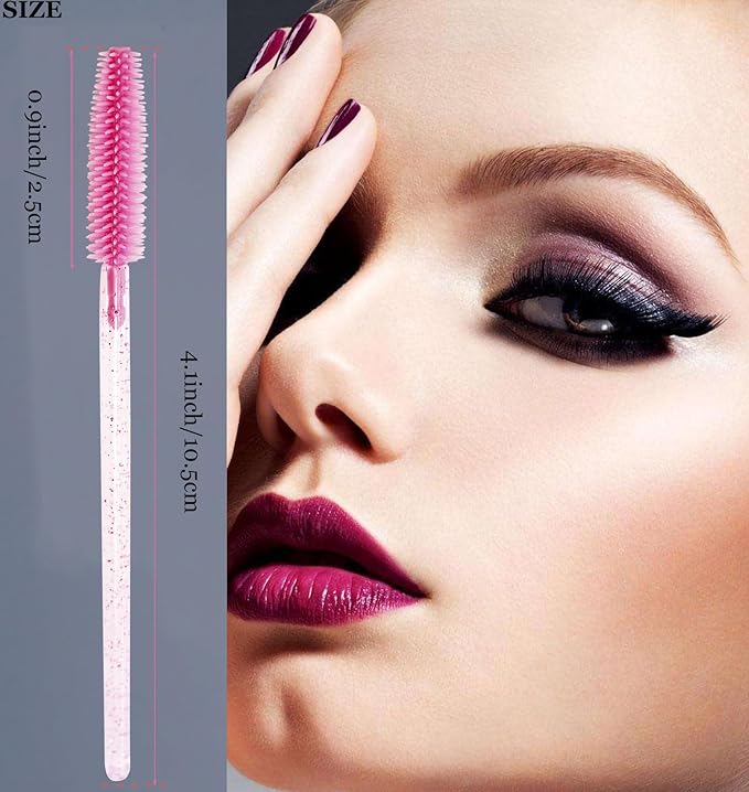BIHRTC 100PCS Eye Lash Brush Mascara Wands Disposable Lip Applicators Silicone liner Brushes Makeup Tools Lashes Brush Eye Lash Extension for Women Girls Salon Beauty Cosmetic Make Up