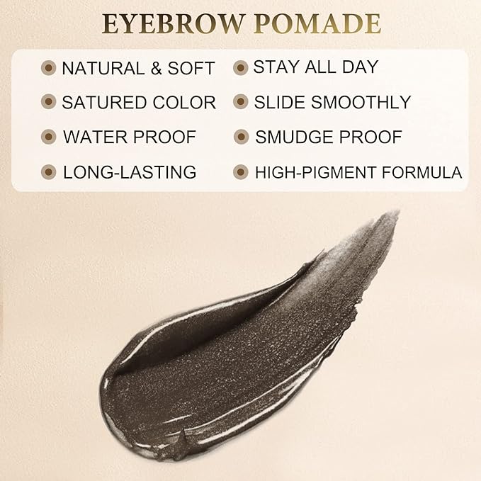 LAVONE Eyebrow Stamp Pencil Kit for Eyebrows, Makeup Brow Stamp Trio Kit with Waterproof Eyebrow Pencil, Eyeliner, Eyebrow Pomade, and Dual-ended Eyebrow Brush - Medium Brown
