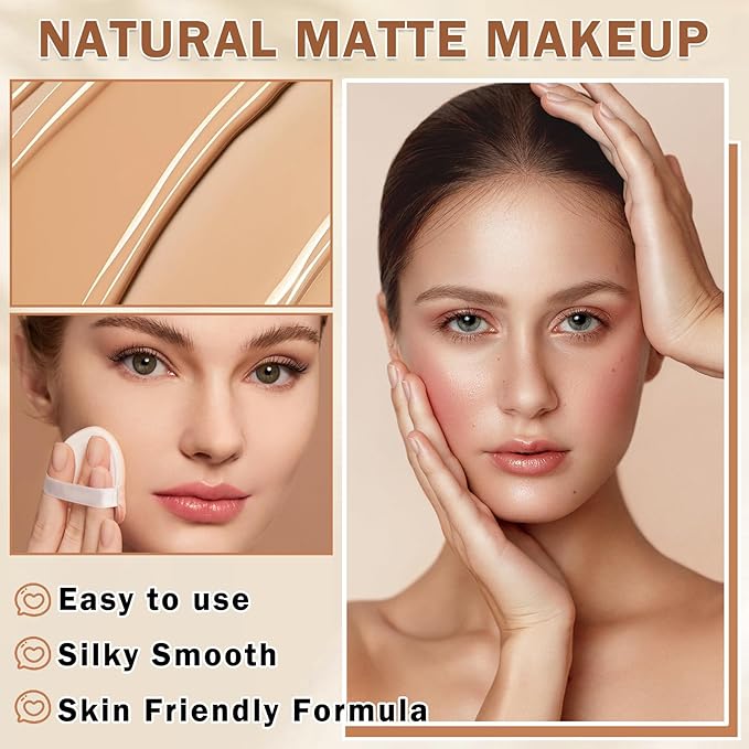 Magic Minerals Airbrush Foundation Full Coverage Foundation for Smooth Nude Finish,Moisturizing Airbrush Flawless Setting Spray Waterproof with Brush and 2 Powder Puffs (05 Nude)