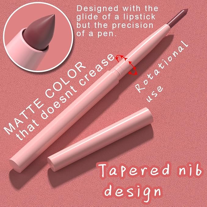 Dark Purple Matte Lip Liner Pencil, Long-Lasting Creamy Formula for Shaping & Sculpting Lips, Matte Velvet Pigmented Lip Liner Crayon Lipstick 06#