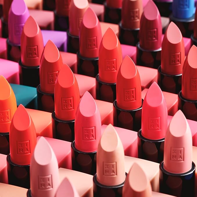 3INA The Lipstick - Moisturizing Lipstick for Women - Semi-Matte Satin Finish with 5-Hour Long Wear - Highly Pigmented and Comfortable - 590-0.16 oz