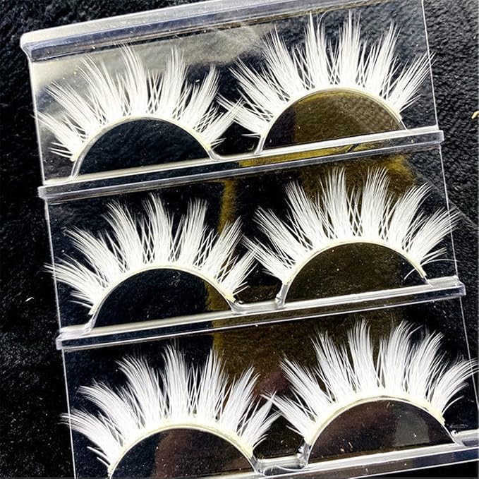 White Eyelashes Cosplay Lashes White False Eyelashes Thick Natural White Lashes Can Be Painted Easter Fake Eyelashes Halloween Costume Party Eye Lashes Tool Stage Performance (MQ1-15mm)