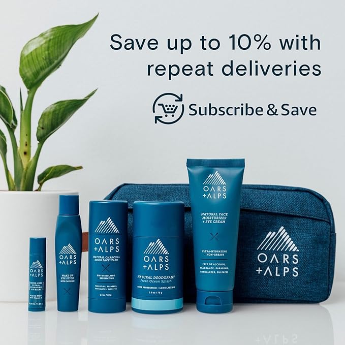 Oars + Alps Peppermint Charcoal Exfoliating Bar Soap for Men, Deep Cleaning & Exfoliating Soap, Made with Clean Ingredients, All Skin Types, Cruelty Free, Paraben Free, Travel Size, 3pk, 6oz