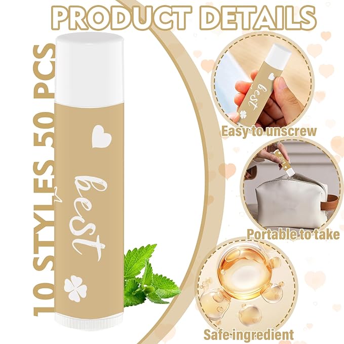50 PCS Appreciation Gifts Lip Balms Bulk,Thank You Staff Gifts Lips Care Products for Team Coworkers Teacher Party Volunteers Employee Leaving Farewell Gifts