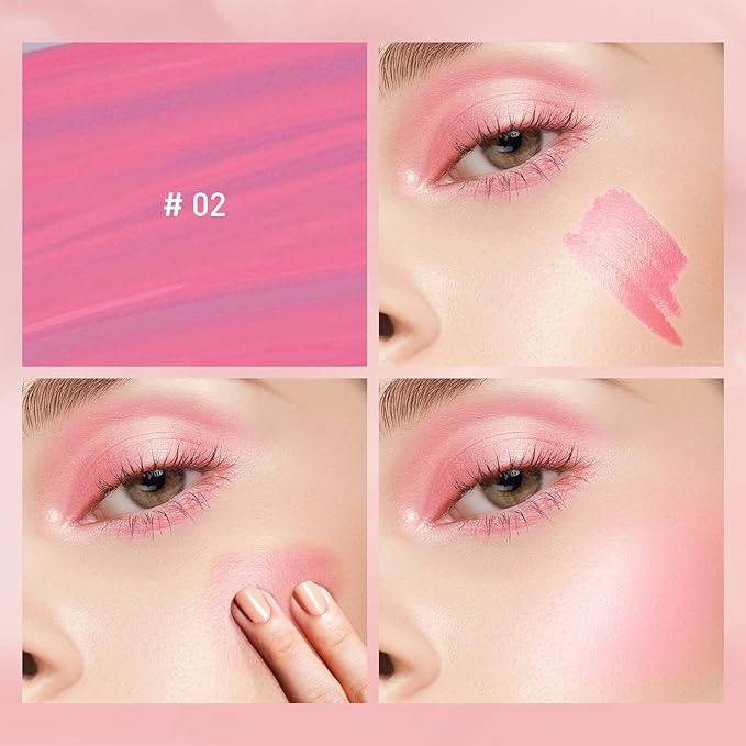 Liquid Blush Cream Blush Makeup, Pigmented, Lightweight, Breathable, Sheer Flush, Waterproof, Long-Wearing, Natural-Looking Dewy Cheek Tint (Cold Rose 02)