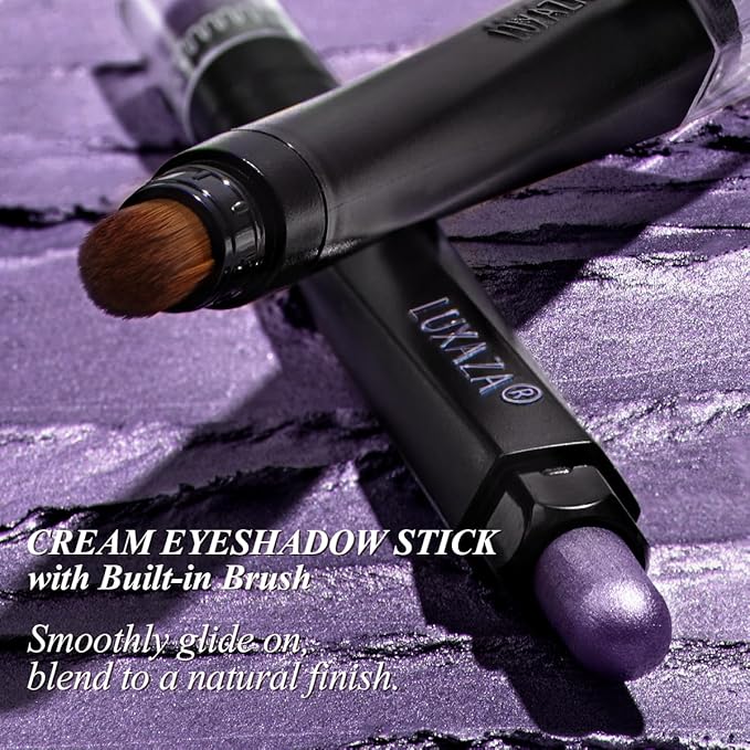 Neutral Eyeshadow Stick Makeup 6PCS Set, Pink and Purple Metallic Shimmer Matte Cream Eye Shadow Eyeliner Brightener Pencil Crayon - PURPLE MARTINI