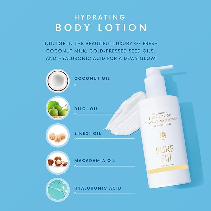 PURE FIJI Hydrating Body Lotion, Coconut Milk & Honey (10.14 Fl.Oz /300ml)