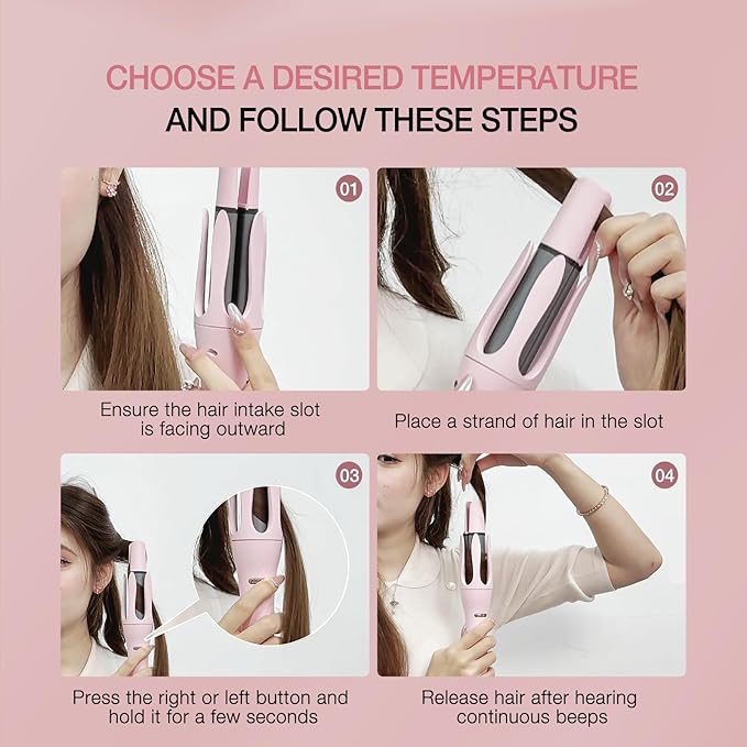 Rotating Curling Iron 1 Inch- LENA Z4 Automatic Curling Wand with Anti-Scald & Versatile Hair Protection, Titanium Coating, Easy-to-Use Design for Long-Lasting Shiny Curls, Dual Voltage