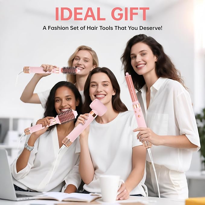 6 in 1 Professional Hot Air Styler & Powerful Hair Dryer Brush & Auto Wrap Curlers 110,000 RPM Brushless Motor • Styling Without Heat Damage • Fast Drying Curling Volumizing Straightening, 1400W