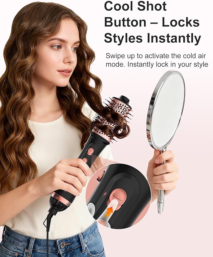 Nimmu Blow Dryer Brush Set, 5-in-1 Hot Air Brush Set, All-in-One Hair Styler for Salon Blowouts, Smoothing, Curling & Volumizing and Straightening, Less Frizz & Heat Damage, Black