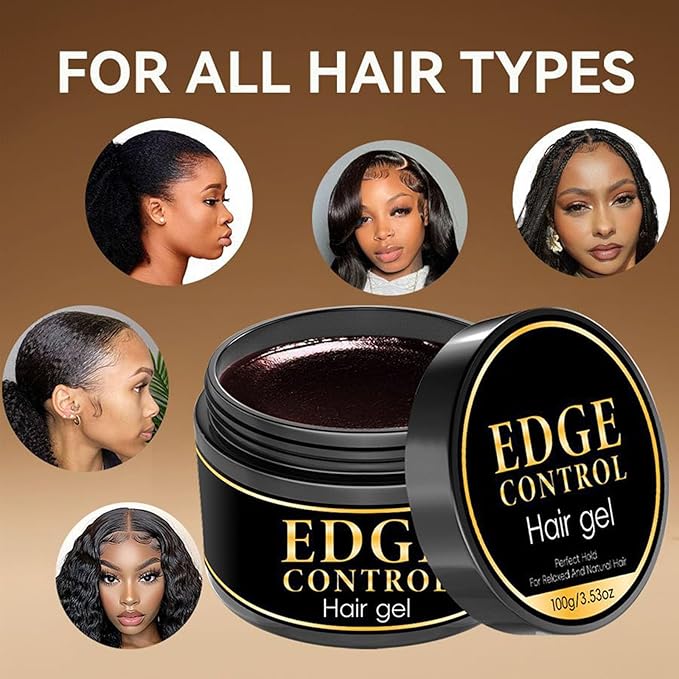 Strong Hold Edge Control Gel for Black Women, Edge Control Wax Hair Gel, Hair Braiding Gel Non-greasy Edge Wax Styling Tamer Natural Formula, Non-Flaking, No White Cast, Long Lasting