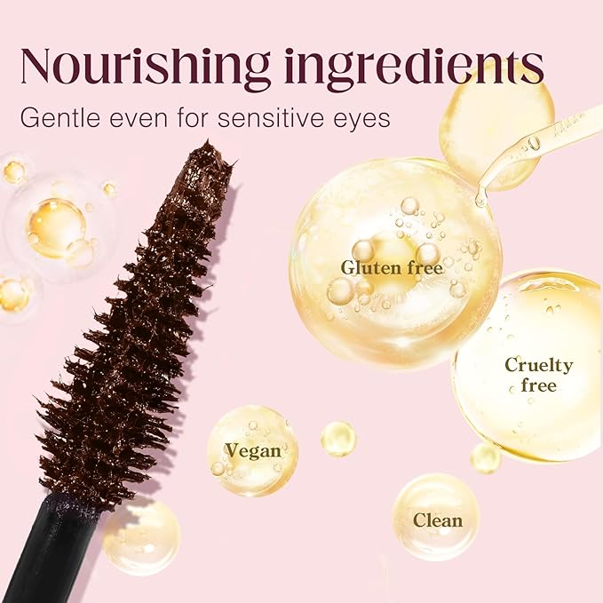 Unidollss Tubing Mascara Volume and Length Black & Brown 2Pcs Set Lengthening Long Lasting All Day, No Smudging, No Clumping, Washable Tubing Mascara for 30+ Women, Gluten-free Safe for Sensitive Eyes