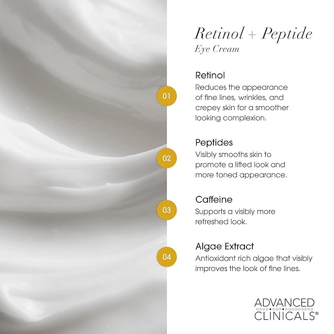 Advanced Clinicals Advanced Firming Retinol Body Lotion + Retinol Eye Cream Face Moisturizer With Peptides Anti Aging 2pc Skincare Set For Women & Men, Fragrance Free, 2pc Set