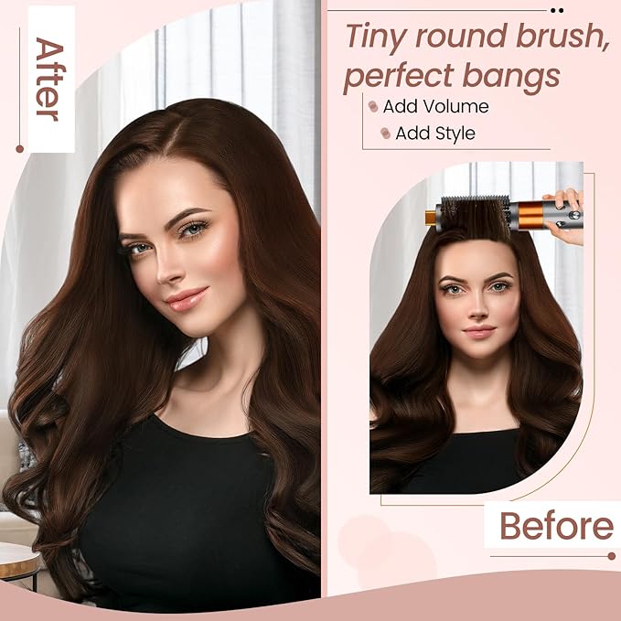 Round Brush Attachment Upgraded for Dyson Airwrap, Round Volumizing Brush for Dyson Air wrap HS01/05/08 Accessories for Straighten Dry Curls Add Volume, Gold