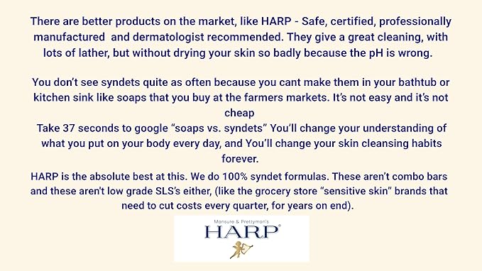HARP® Exfoliating Body Wash Bar – pH Balanced Syndet Cleanser with Bamboo Powder, Fragrance Free, Soap-Free & No Lye, Non-Comedogenic, Gentle Exfoliation for Smooth Skin, 3-5oz Bars.