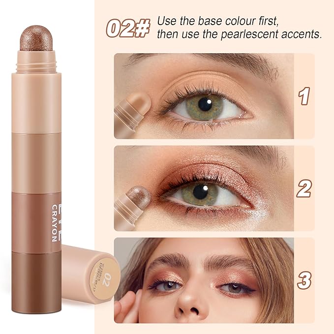 4 Color Eyeshadow Pencil, Creamy Matte Eye Shadow Pen, Face & Eye Highlighter Pen, Highly Pigmented Crayon Nude Eyeshadow