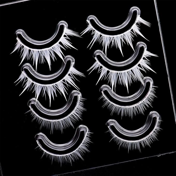 Eyelashes Halloween Cosplay Manga Anime Lashes Set - White False Eyelashes (WQ14-4 Pairs)
