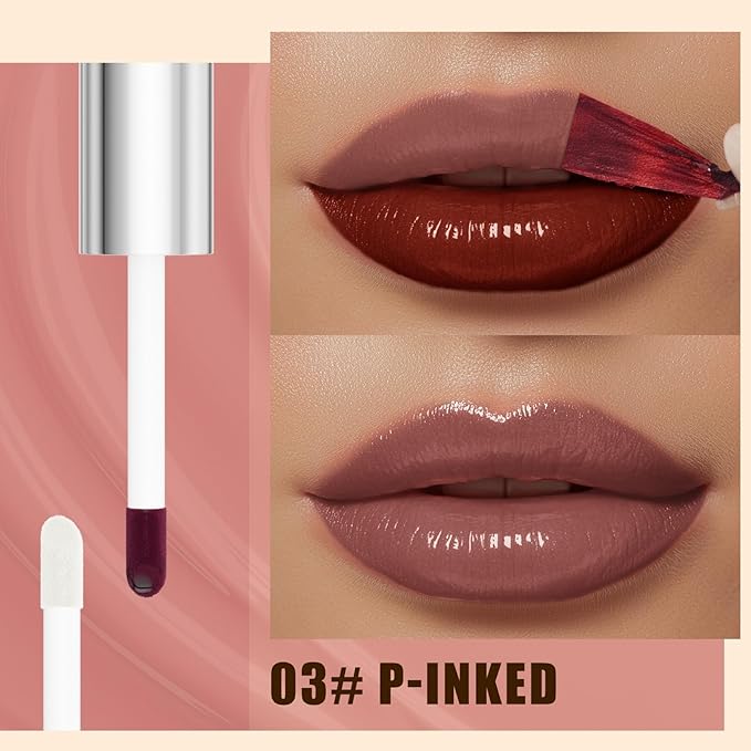 3Pcs Peel Off Lip Gloss Tattoo and Lip Oil Dual-Ended Combo, Lip Stain Peel Off Masque, Waterproof & Transfer-Proof Matte Lip Tattoo with Lip oil for All Skin Type