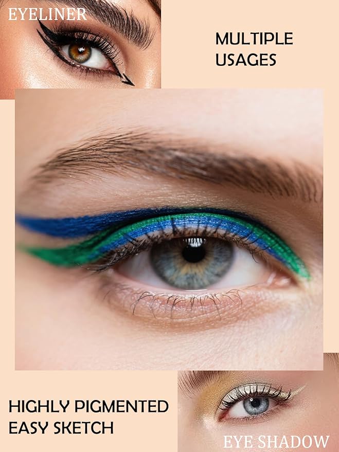 Shimmer Black Gel Glitter Eyeliner Pencil, Metallic Waterproof Smudge-Proof Creamy Retractable Smooth Eye Liner pencil, Hypoallergenic Long Lasting Eyeliner Brightener Pen Eye Makeup Gift for Women#12