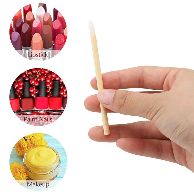 100pcs Disposable Bamboo Handle Lip Brushes Lipstick Lip Gloss Wands Applicator Makeup Tool