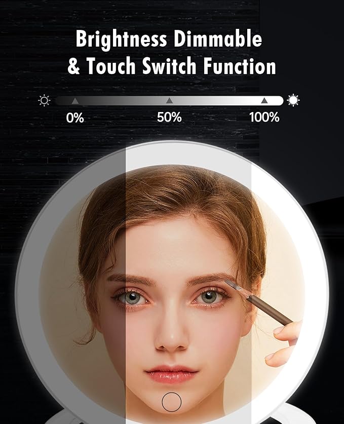 FASCINATE Magnifying Mirror 10X 1X Double Sided Magnification Makeup Vanity Mirror Rechargeable Lighted Mirror with 3 Color Setting Adjustable Rotation LED Vanity Desk Mirror