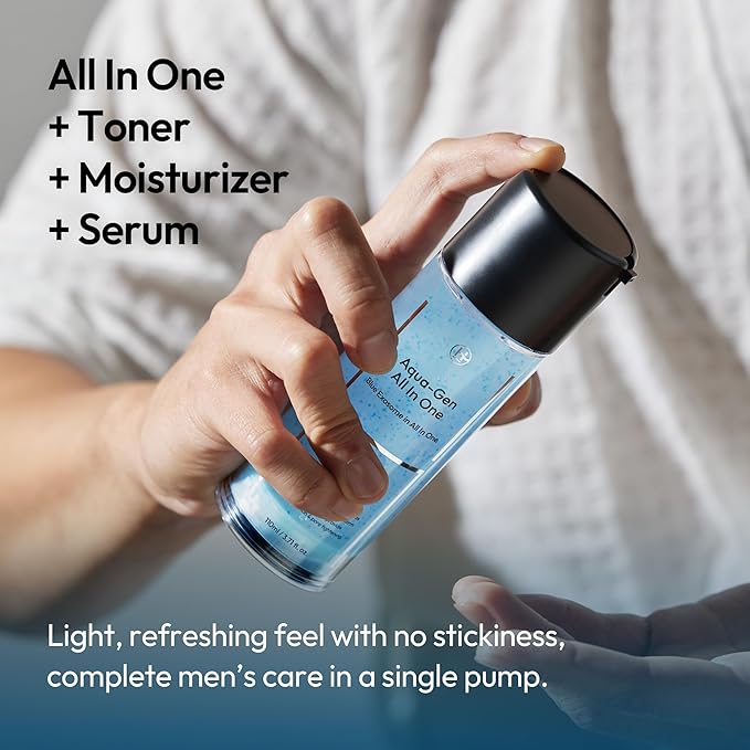 Aqua-Gen Daily Face Moisturizer for men - Lightweight, Hydrating Fast-Absorbing Gel for Oily & Sensitive Skin, Oil Control & Pore Care Korean Skincare 3.71 fl oz.