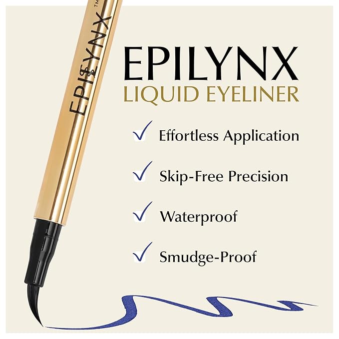 EPILYNX Waterproof Eyeliner - Smudge-Proof Liquid Eyeliner Pen with Precision Tip for Smooth, Long-Lasting Application - Vegan, Hypoallergenic & Gluten-Free Eye Liner - 2mL Blue