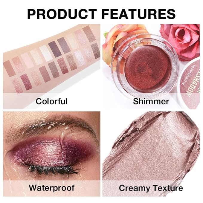Single Cream Eye Shadow,Praline Metallic Glitter Shimmer Natural Monochrome Eyeshadow Palette,Waterproof,Long Lasting Naturing-Looking,Vegan & Cruelty-Free,730